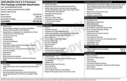 2025 Mazda CX-5 2.5 S Premium Plus Package