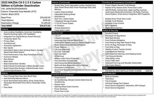 Polymetal Gray Metallic 2025 Mazda CX-5 2.5 S Carbon Edition