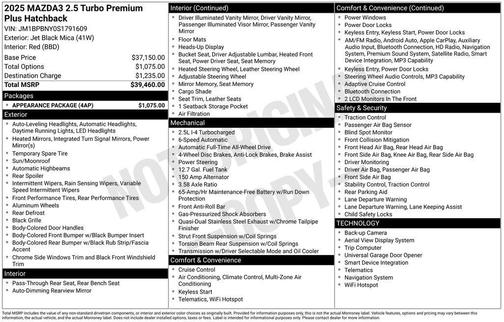 2025 Mazda Mazda3 AWD w/Premium Package