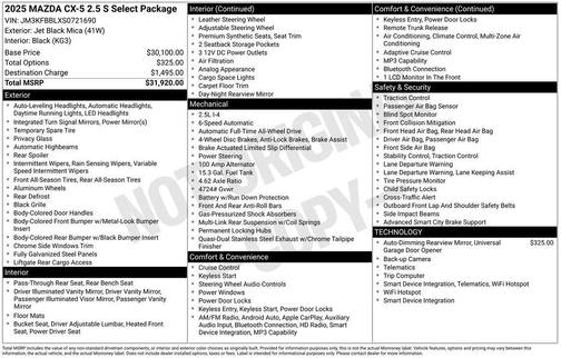 2025 Mazda CX-5 2.5 S Select Package