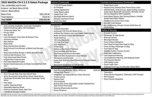 2025 Mazda CX-5 2.5 S Select Package