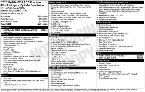 2025 Mazda CX-5 2.5 S Premium Plus Package