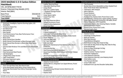 2025 Mazda Mazda3 2.5 S Carbon Edition