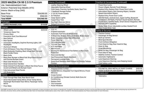 2025 Mazda CX-50 2.5 S Premium Package
