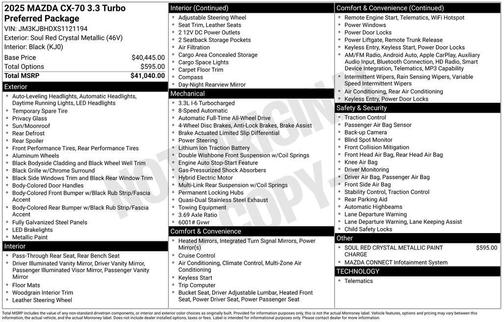 2025 Mazda CX-70 3.3 Turbo Preferred Package