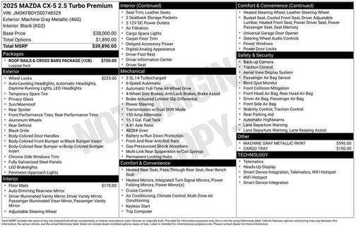 2025 Mazda CX-5 2.5 Turbo Premium Package