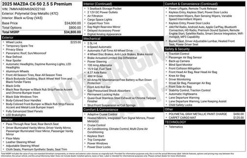 2025 Mazda CX-50 2.5 S Premium Package