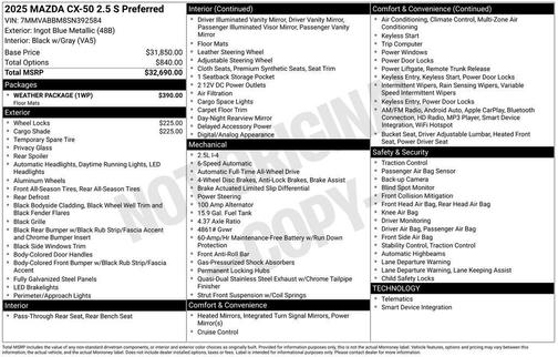 2025 Mazda CX-50 2.5 S Preferred Package