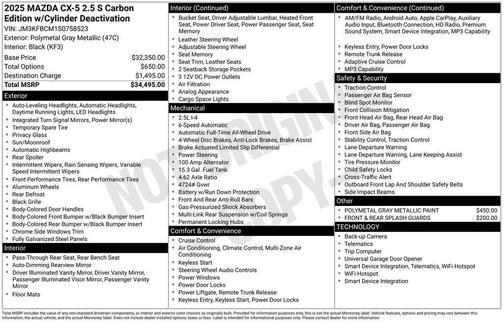 2025 Mazda CX-5 2.5 S Carbon Edition