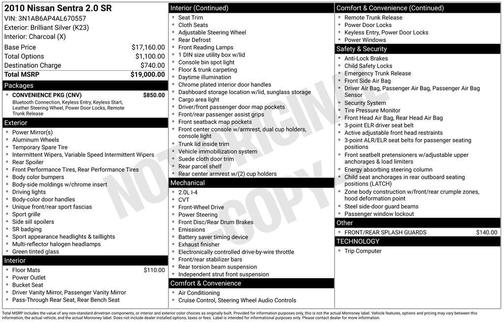 2010 Nissan Sentra 2.0 SR