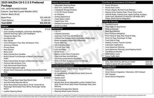 2025 Mazda CX-5 2.5 S Preferred Package