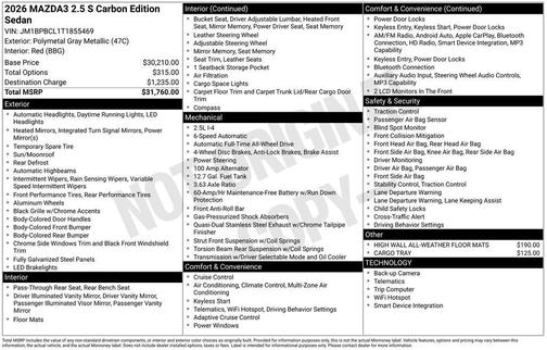 2026 Mazda Mazda3 Carbon Edition