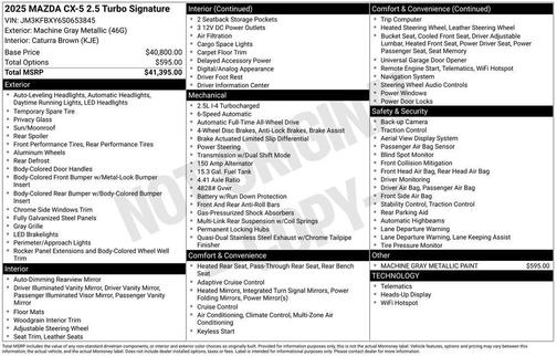 2025 Mazda CX-5 2.5 Turbo Signature