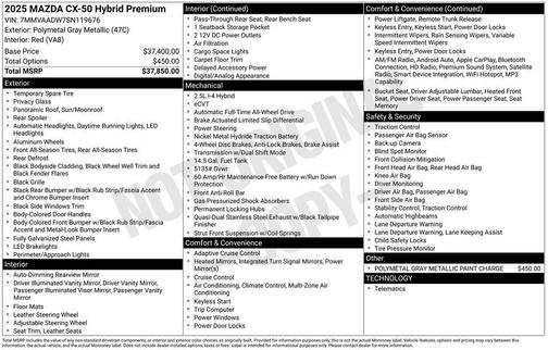 2025 Mazda CX-50 Hybrid Premium Package