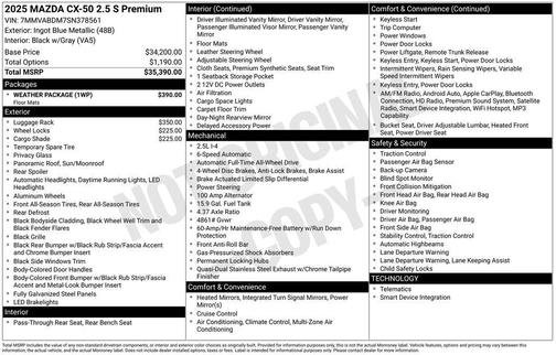 2025 Mazda CX-50 2.5 S Premium Package