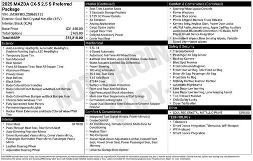 2025 Mazda CX-5 2.5 S Preferred Package