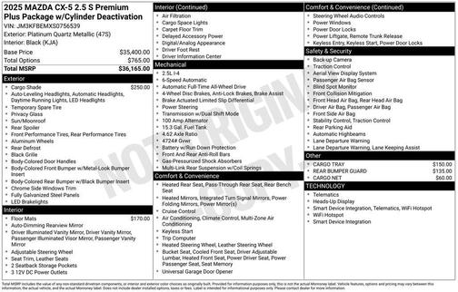 2025 Mazda CX-5 2.5 S Premium Plus Package