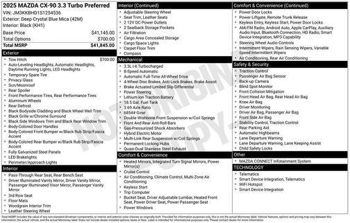 2025 Mazda CX-90 3.3 Turbo Preferred Package