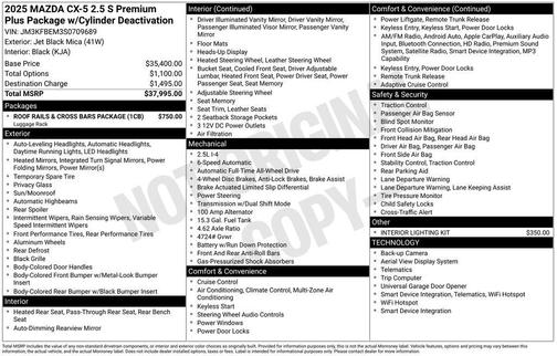 2025 Mazda CX-5 2.5 S Premium Plus Package