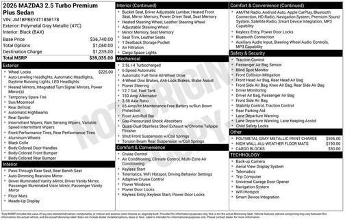 2026 Mazda Mazda3 Premium Plus