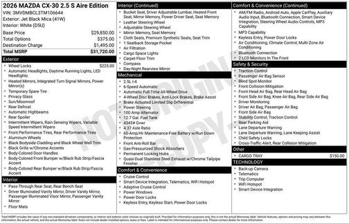 2026 Mazda CX-30 2.5 S Aire Edition