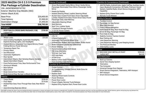 2025 Mazda CX-5 2.5 S Premium Plus Package