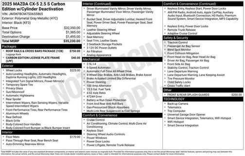 2025 Mazda CX-5 2.5 S Carbon Edition