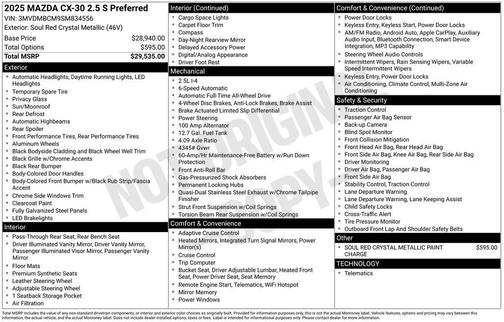 2025 Mazda CX-30 2.5 S Preferred Package
