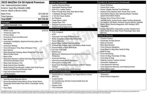 2025 Mazda CX-50 Hybrid Premium Package