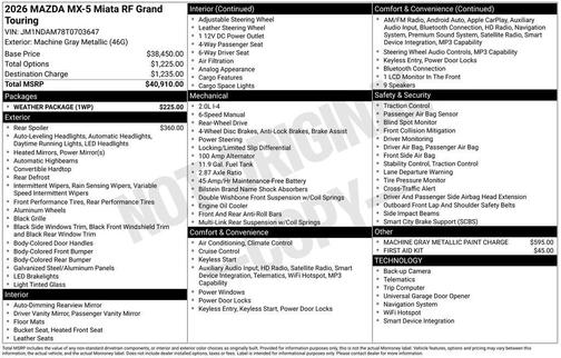 Machine Gray Metallic 2026 Mazda MX-5 Miata Grand Touring