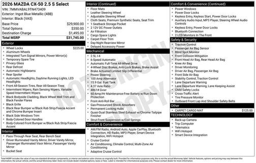 2026 Mazda CX-50 Select