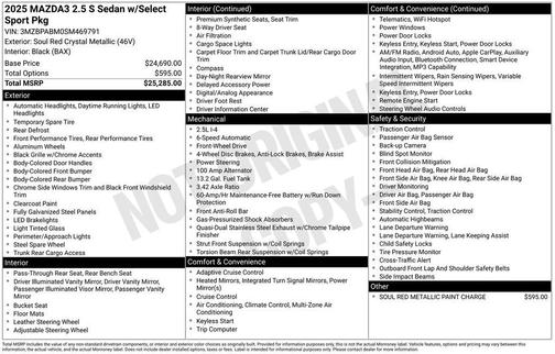 2025 Mazda Mazda3 FWD w/Select Package