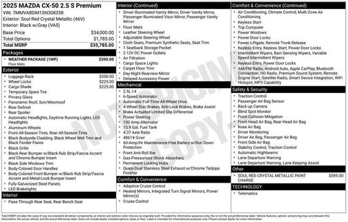 2025 Mazda CX-50 2.5 S Premium Package