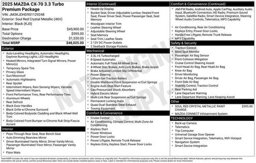 2025 Mazda CX-70 3.3 Turbo Premium Package