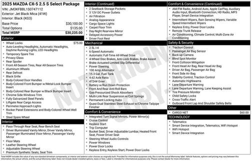2025 Mazda CX-5 2.5 S Select Package