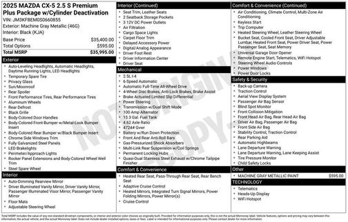 2025 Mazda CX-5 2.5 S Premium Plus Package