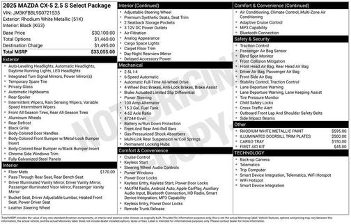 2025 Mazda CX-5 2.5 S Select Package