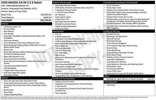 2025 Mazda CX-50 2.5 S Select Package