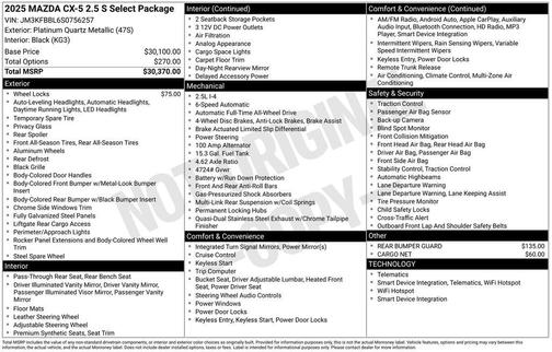 2025 Mazda CX-5 2.5 S Select Package