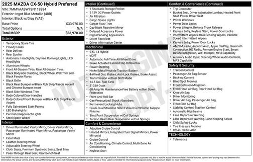 2025 Mazda CX-50 Hybrid Preferred Package