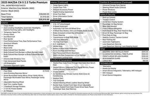 2025 Mazda CX-5 2.5 Turbo Premium Package