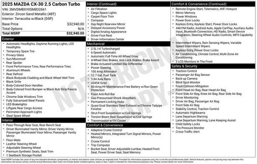 2025 Mazda CX-30 2.5 Carbon Turbo