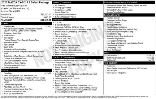 2025 Mazda CX-5 2.5 S Select Package