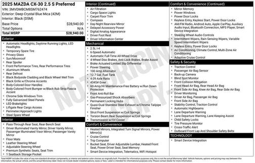 2025 Mazda CX-30 2.5 S Preferred Package