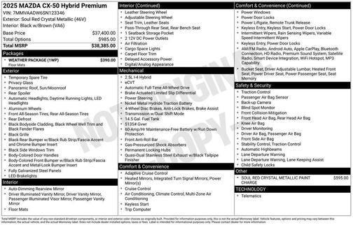 2025 Mazda CX-50 Hybrid Premium Package