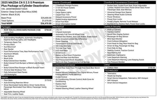 2025 Mazda CX-5 2.5 S Premium Plus Package
