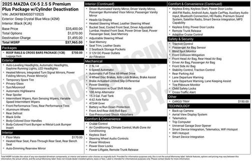 2025 Mazda CX-5 2.5 S Premium Plus Package