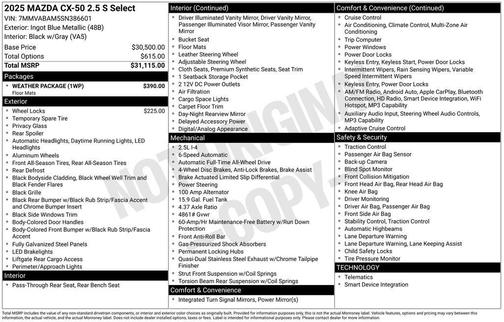 2025 Mazda CX-50 2.5 S Select Package