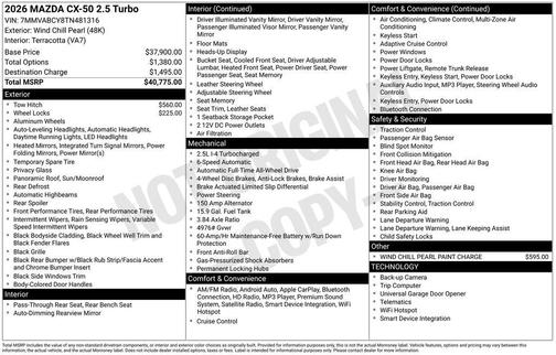 Wind Chill Pearl 2026 Mazda CX-50 2.5 Turbo