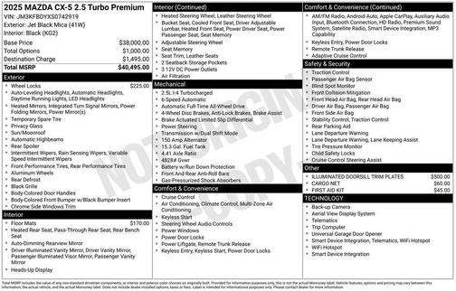 2025 Mazda CX-5 2.5 Turbo Premium Package